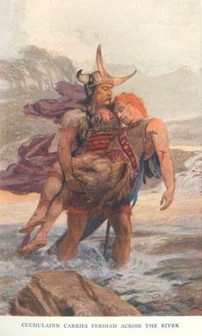 CUCHULAINN CARRIES FERDIAD ACROSS THE RIVER