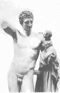 Hermes with the boy Dionysos. Statue by Praxiteles, found at Olympia