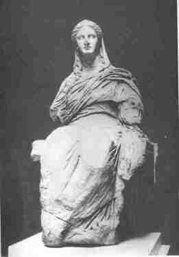 Mourning Demeter. Marble statue from Knidos. In the British Museum