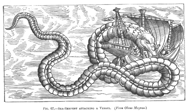 SEA-SERPENT ATTACKING A VESSEL