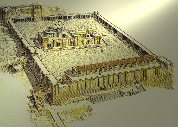 Le temple d'Hérode à Jérusalem éclairé à l'Est
