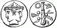 M�daille avec le symbole de Janus (� gauche) - Revers de la m�daille avec le symbole de Janus (� droite)