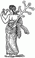 Bacchus tenant une coupe dans la main droite et rameau dans la main gauche.