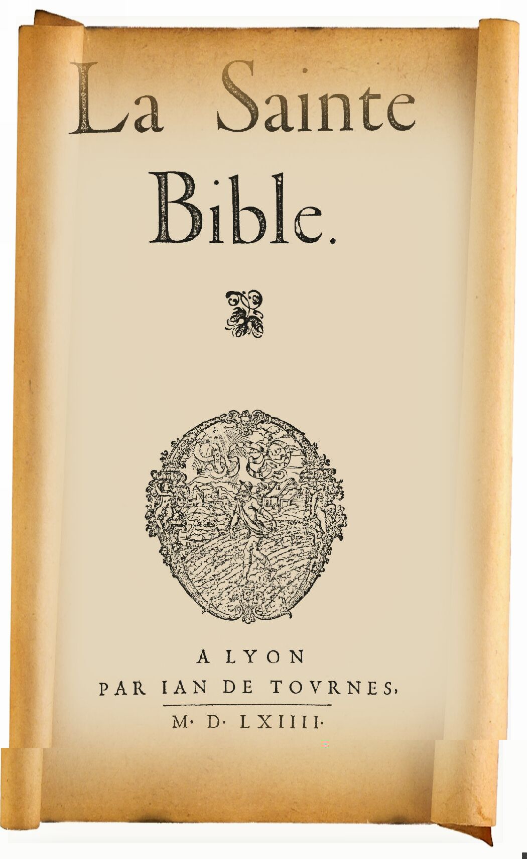 La Sainte Bible de l'Épée de Calvin 1564 avec notes marginales publiée par Jean de Tournes
